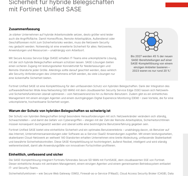 Sicherheit für hybride Belegschaften mit Fortinet Unified SASE