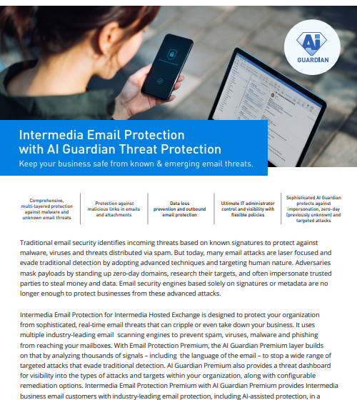  Intermedia Email Protection with AI Guardian Threat Protection